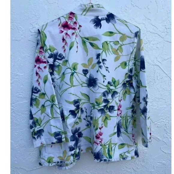 Chicos Womens Long Sleeve Printed Floral Jacket Sz 2 - Picture 3 of 11